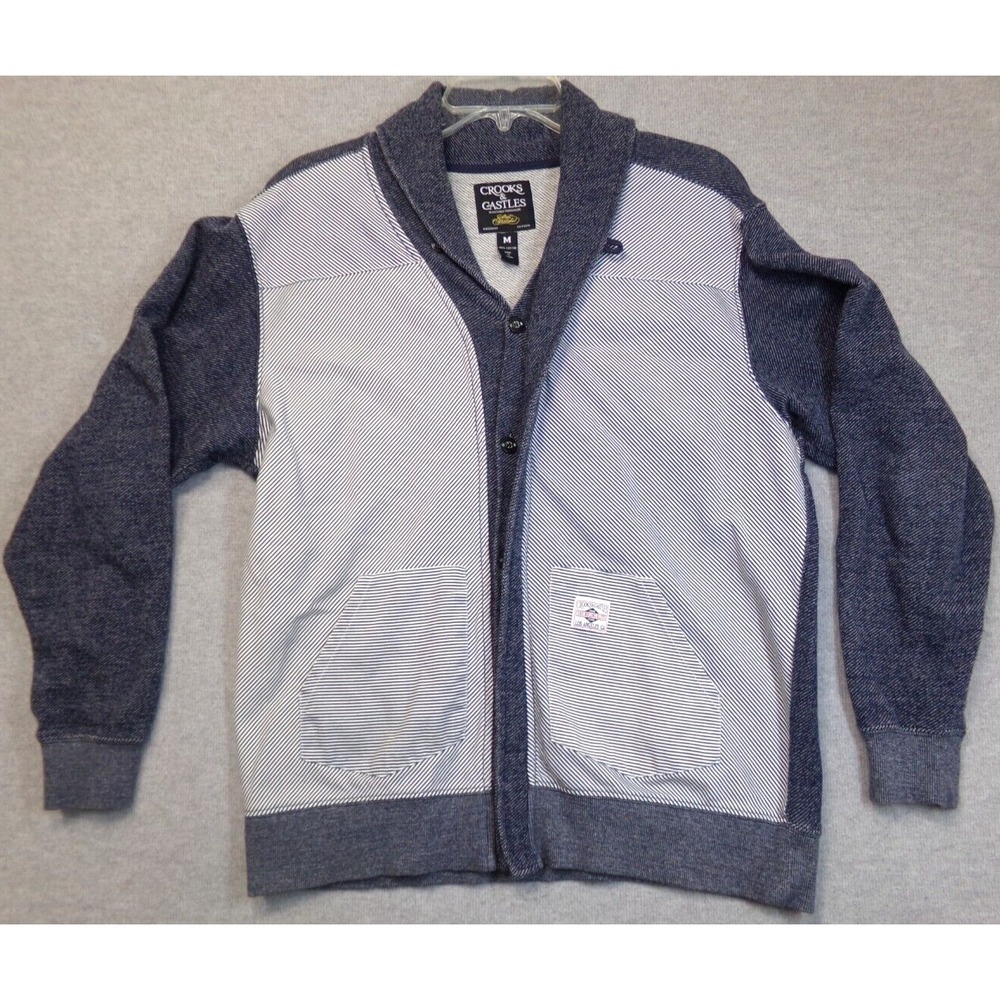 Crooks & Castles The Ruling Elite Jacket‎ Mens Blue White Size M Button Up
